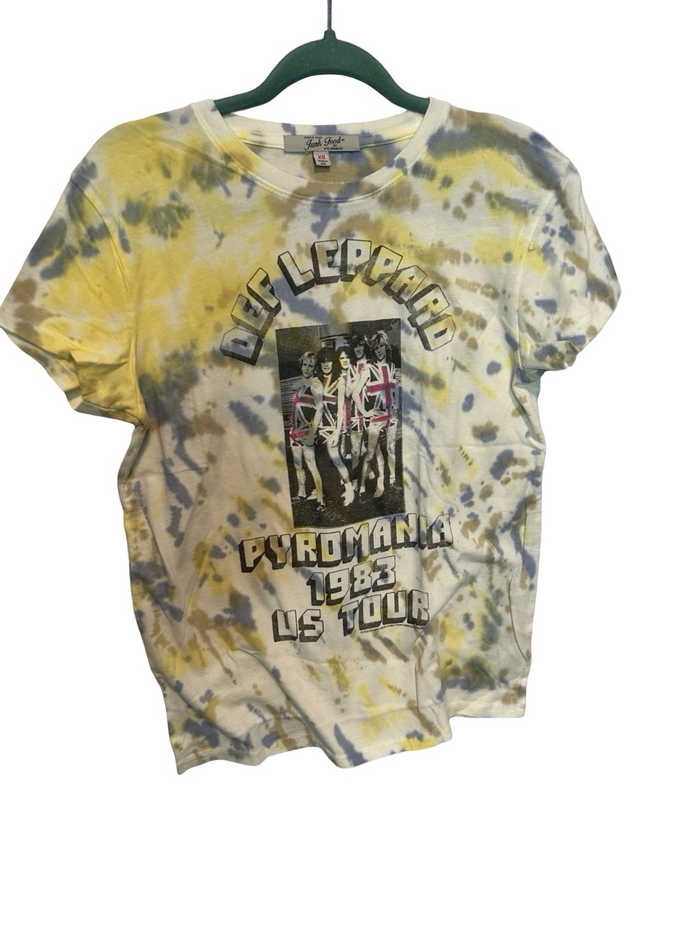 Junk Food Clothing Def Leppard Tie-Dye Tee - Yellow, Gray, White